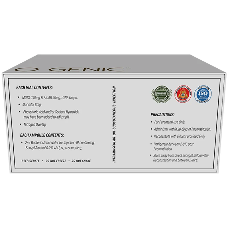MITO GENIC by Denik Pharm - box back with vial contents