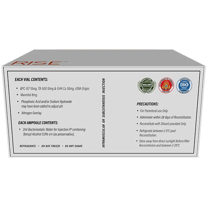 TRI RISE by Denik Pharm - box back with vial contents